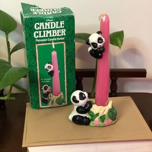 Panda Candle Climber with Pink Candle